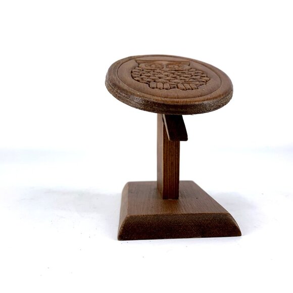 Bratton Woodcraft Owl Recipe Card Holder Note Wooden Clothespin Clip Stand - Picture 2 of 8